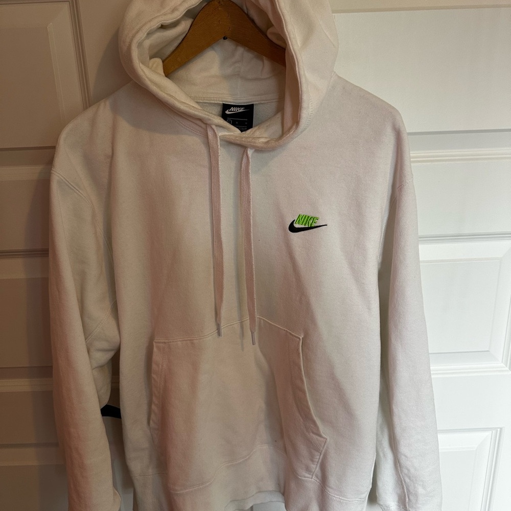 Nike White Hoodie with Green Logo